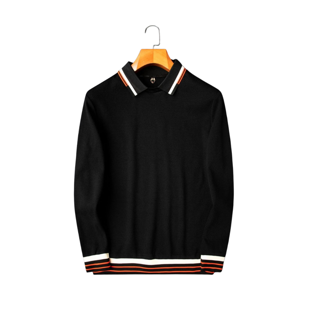 School Shirt - Black with Green Collar