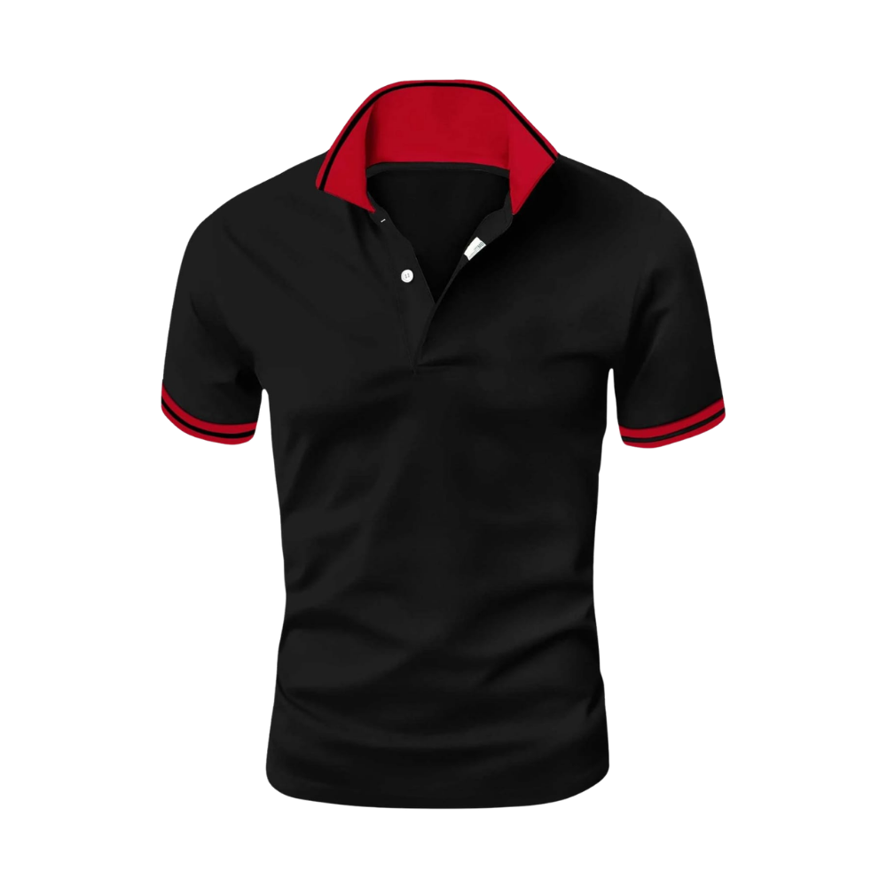School Shirt - Black with Red Collar
