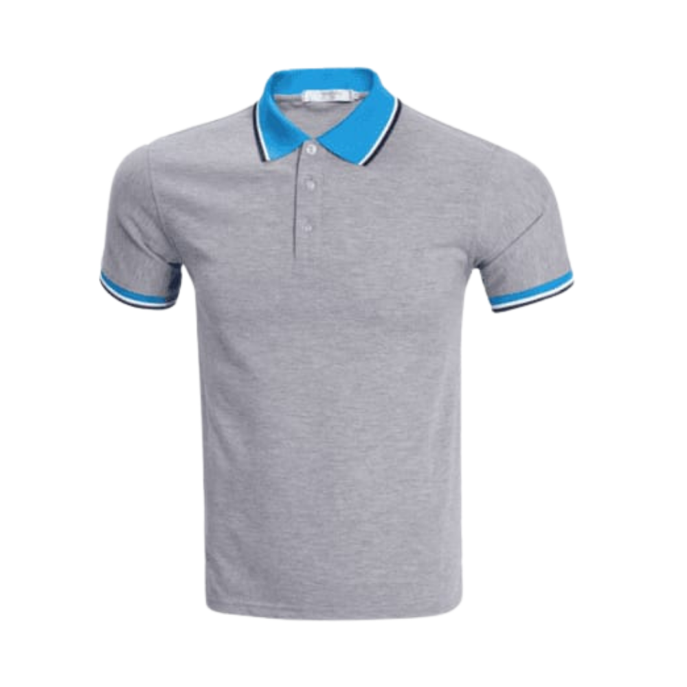School Shirt - Grey with Blue Collar