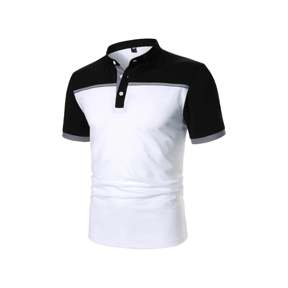 School Shirt - Mandarin Collar (Black-White)