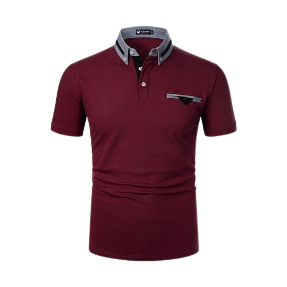 School Shirt - Maroon with Grey Stripe Collar