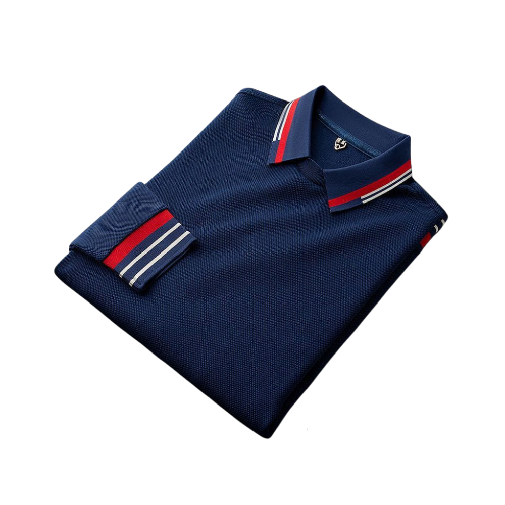 School Shirt - Navy with Red Stripe Collar
