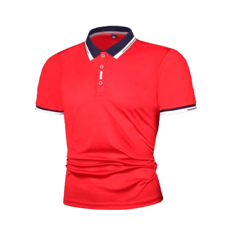 School Shirt - Red with Navy Stripe Collar