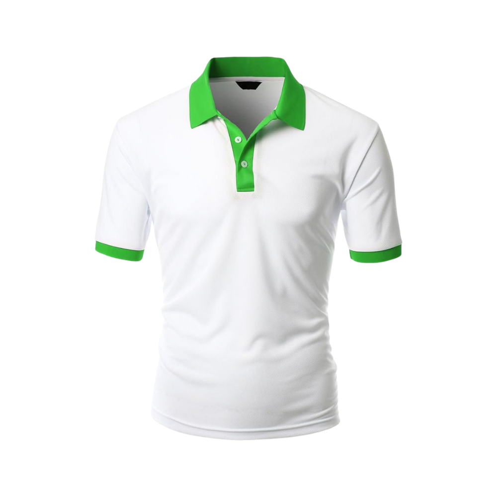 School Shirt - White with Green Collar (Basic)