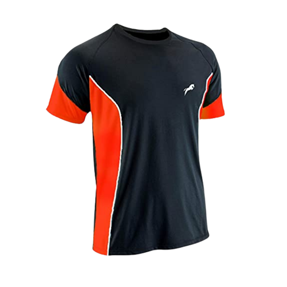 Sports T-Shirt - Black with Orange Panel